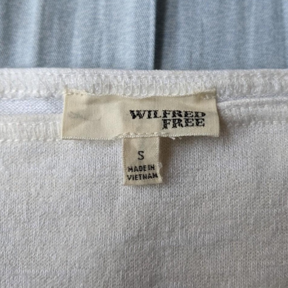 Aritzia Wilfred free white off the shoulder crop top tight short sleeve blouse - Picture 2 of 4